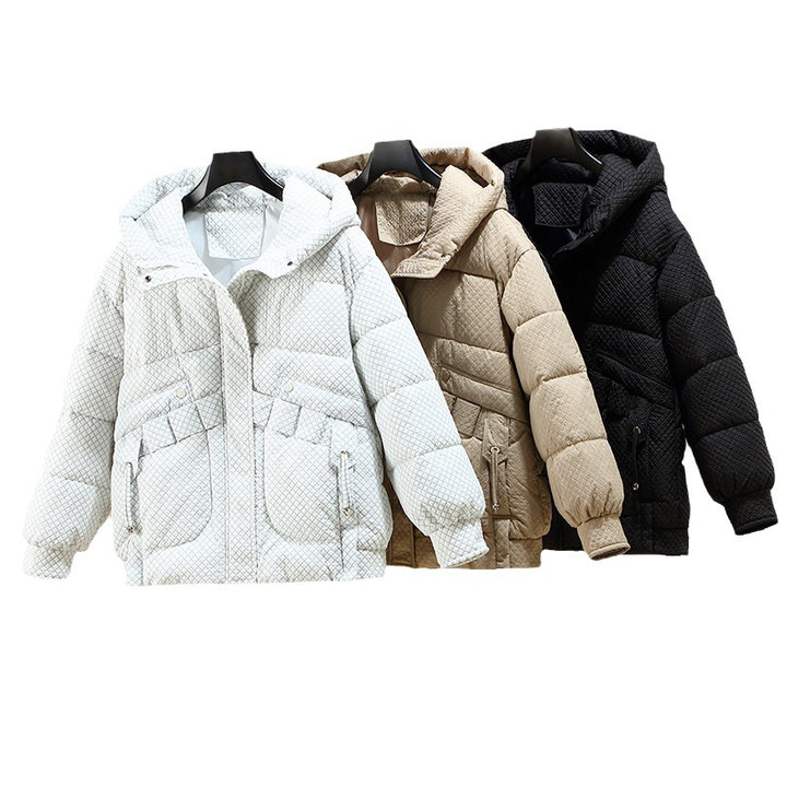 Damen Modische leichte Pufferjacke mit praktischen Taschen und Kapuze Drune
