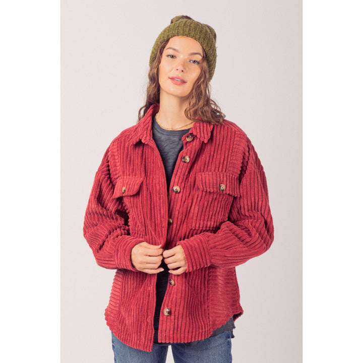 Damen lässige Cordjacke mit praktischen Taschen Drune