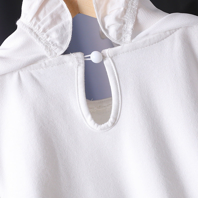 Mädchen Bluse mit rüschenverziertem Kragen und feinen Blumenapplikationen Drune