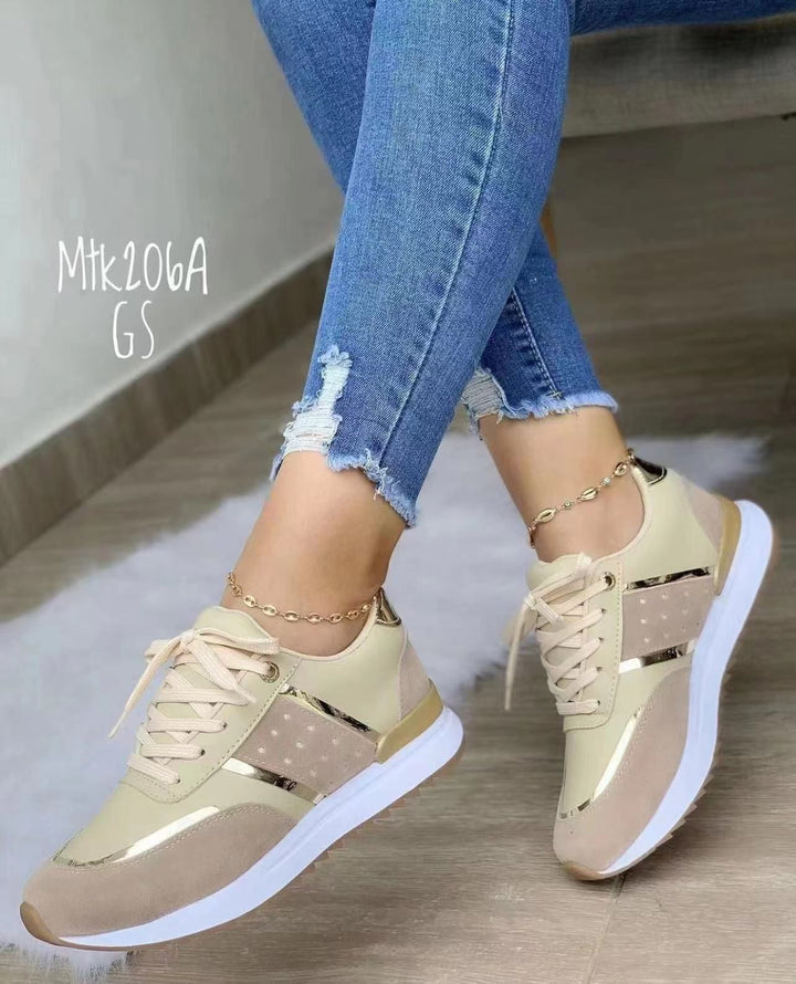 Damen Trendige Plateau-Sneaker mit Metallic-Akzenten und gepolsterter Komfortsohle Drune