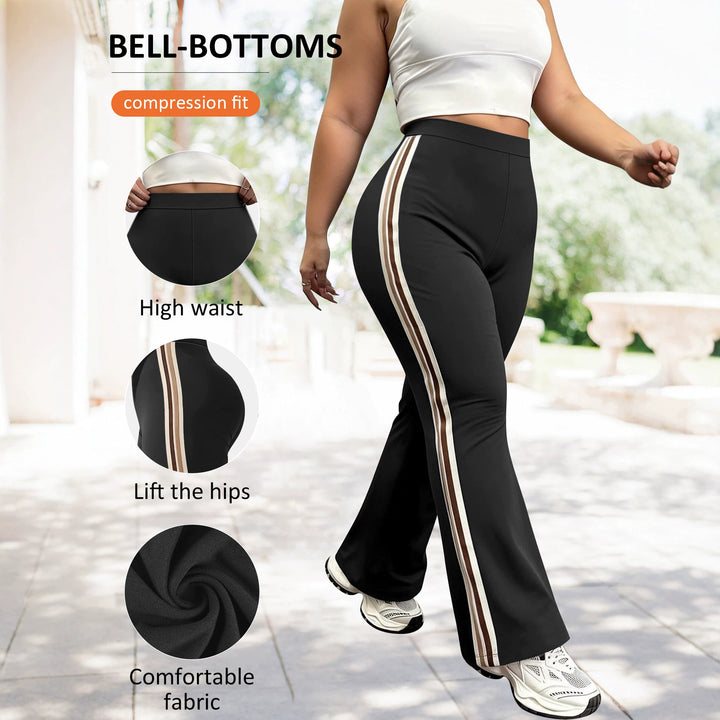 Damen High-Waist Schlaghose mit seitlichem Streifen und Scrunch-Po Drune