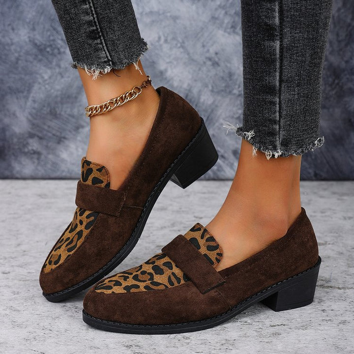 Damen Loafer mit modischem Leopardenmuster und bequemem Fußbett Drune