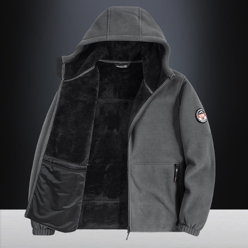 Herren Gemütliche Fleecejacke mit Kapuze Drune