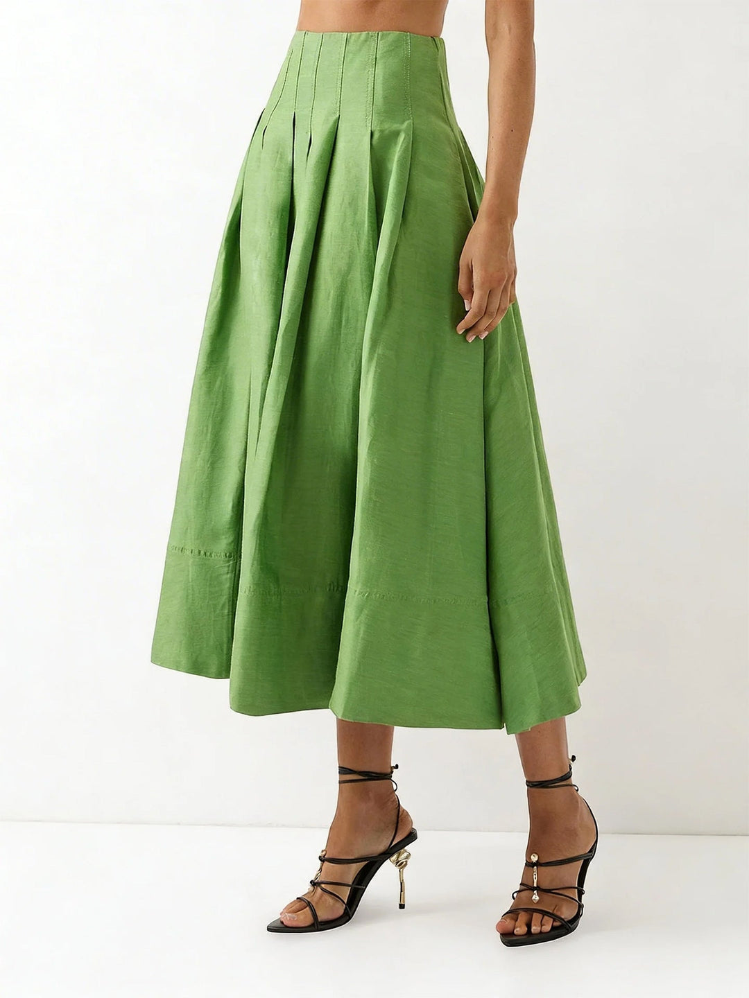 Damen Eleganter Midirock mit fließendem Schnitt und seitlichen Taschen Drune
