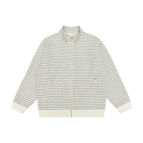 Unisex Gestreifte Strick-Zipjacke mit Stehkragen und aufgesetzten Eingrifftaschen Drune