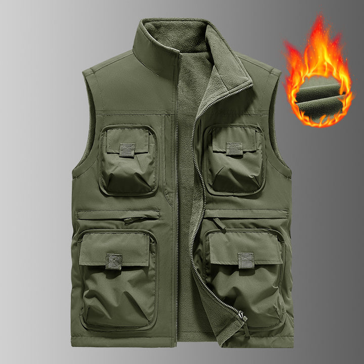 Herren Multifunktionale Thermo-Outdoorweste mit Fleece-Innenfutter und Mehrfachtaschen Drune