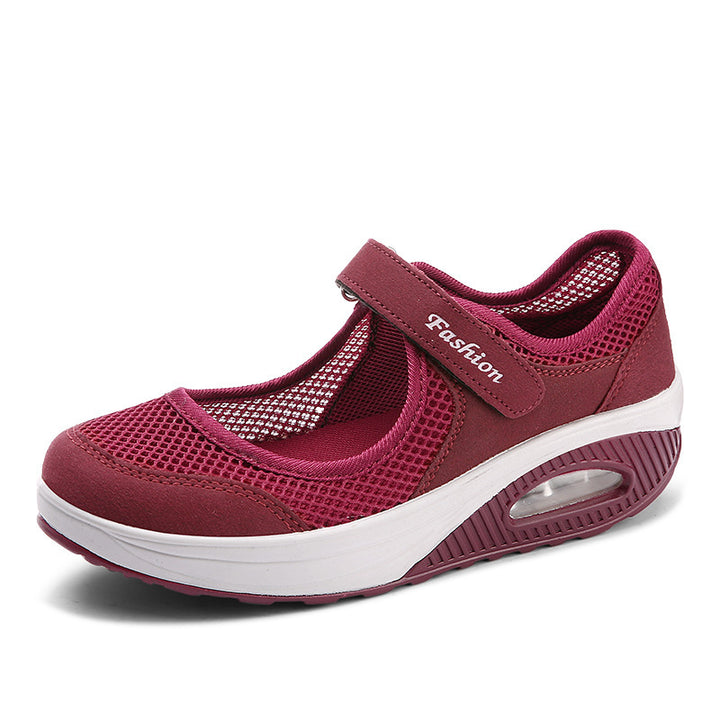 Damen Sportliche Mary-Jane Wedgesneaker mit Luftpolster und atmungsaktivem Mesh Drune