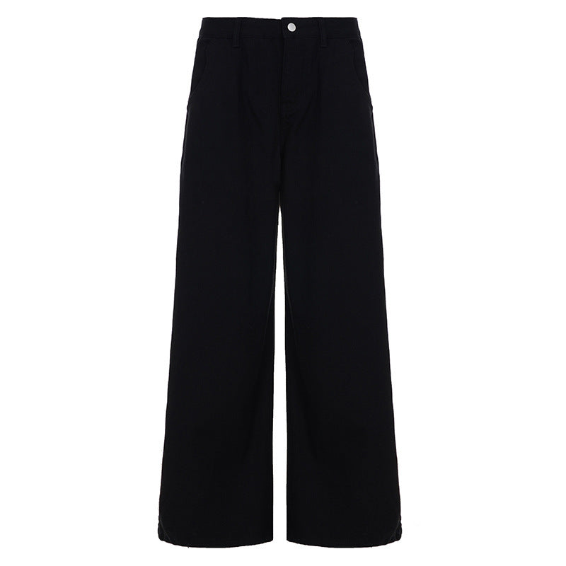 Damen weit geschnittene Baumwollhose mit hohem Taillenbund und praktischen Taschen Drune