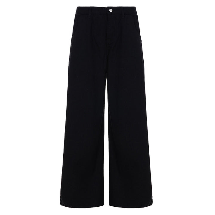 Damen weit geschnittene Baumwollhose mit hohem Taillenbund und praktischen Taschen Drune