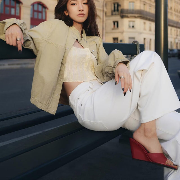 Damen Cropped-Boxy-Utility-Blouson mit Stehkragen und gerafften Ärmeln Drune