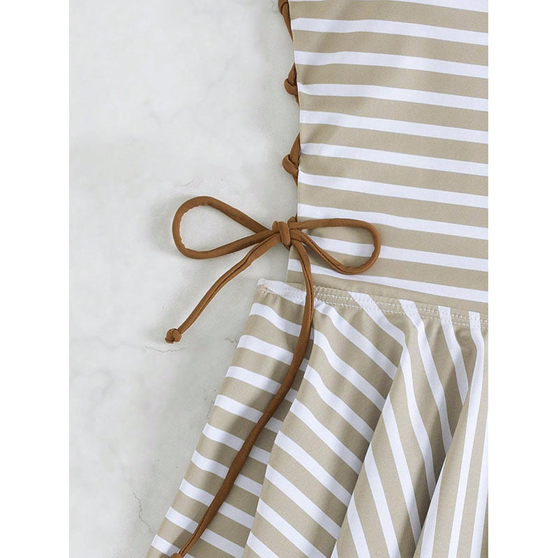 Damen rückenfreies Tankini-Set mit modischem Rüschendesign Drune