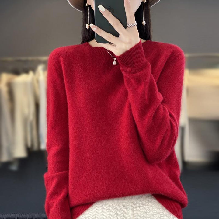 Damen Lockerer Feinstrick-Pullover mit Rundhalsausschnitt und flauschiger Angora-Optik Drune