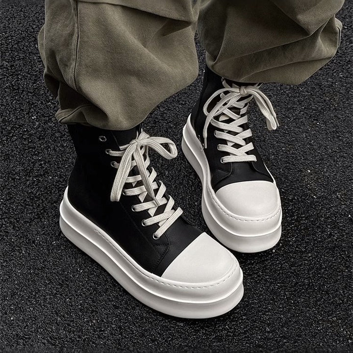 Unisex High-Top Plateausneaker aus Leder mit sculpted Plateau-Sohle Drune