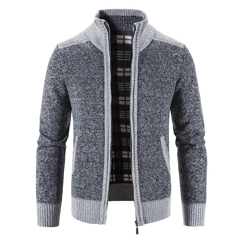 Herren Strickjacke mit modernem Stehkragen und strukturiertem Design Drune