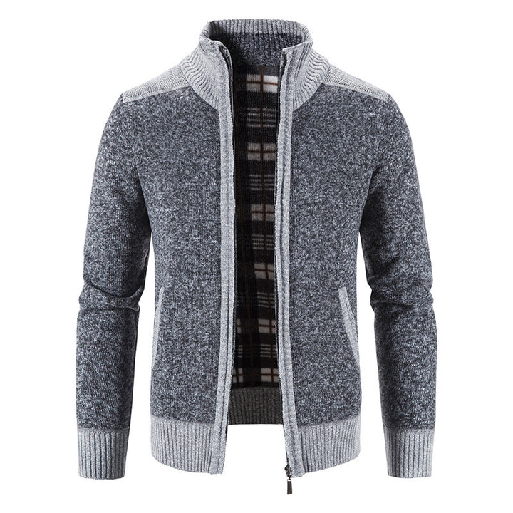 Herren Strickjacke mit modernem Stehkragen und strukturiertem Design Drune