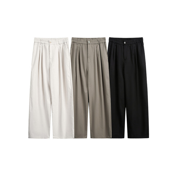 Damen Lockerweite Palazzo‑Hose mit elastischem Bund, Bundfalten und geradem Bein Drune
