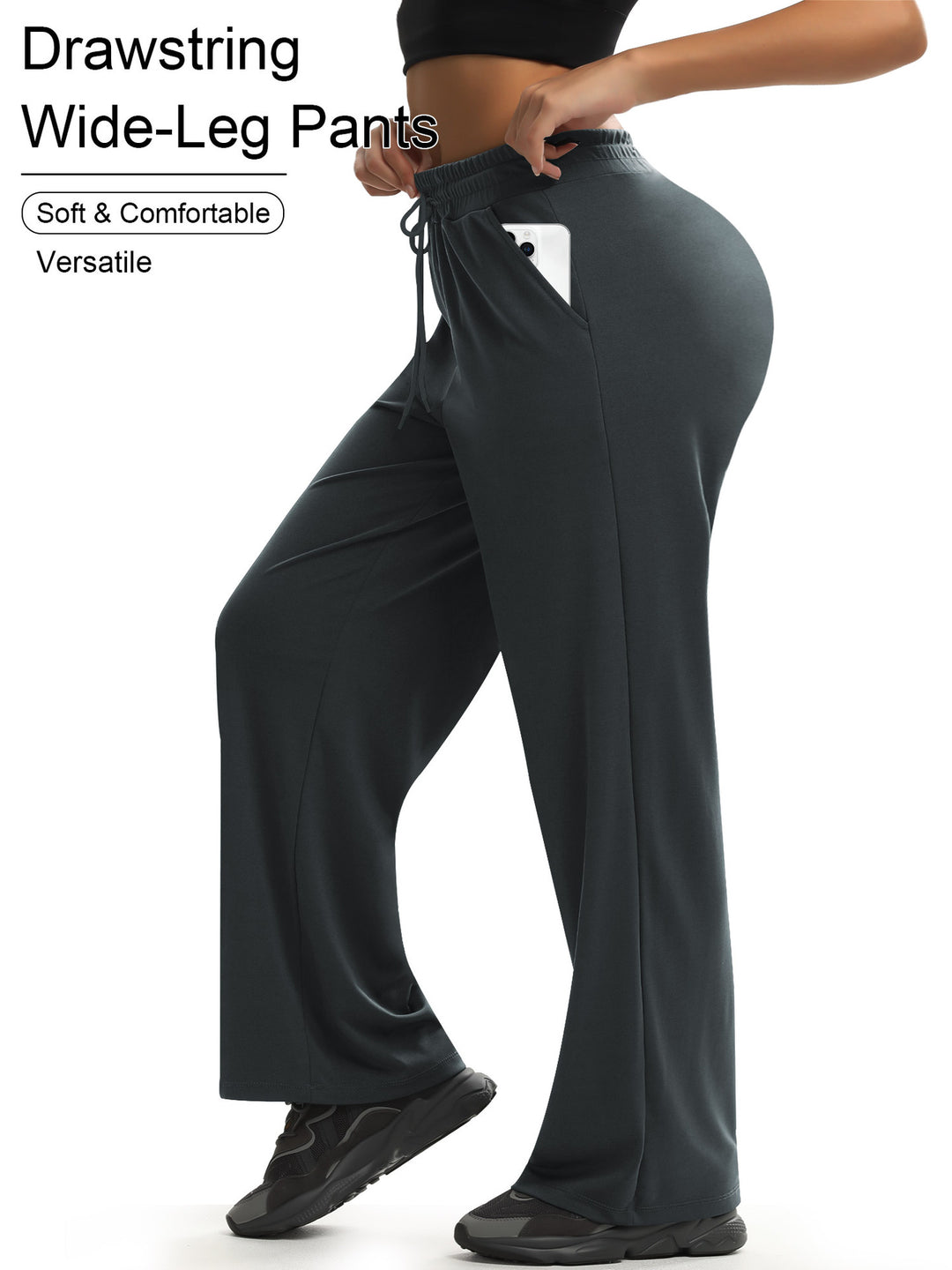 Damen Weit geschnittene Lounge-Jogginghose aus Soft-Jersey mit Kordelzug und Seitentaschen Drune