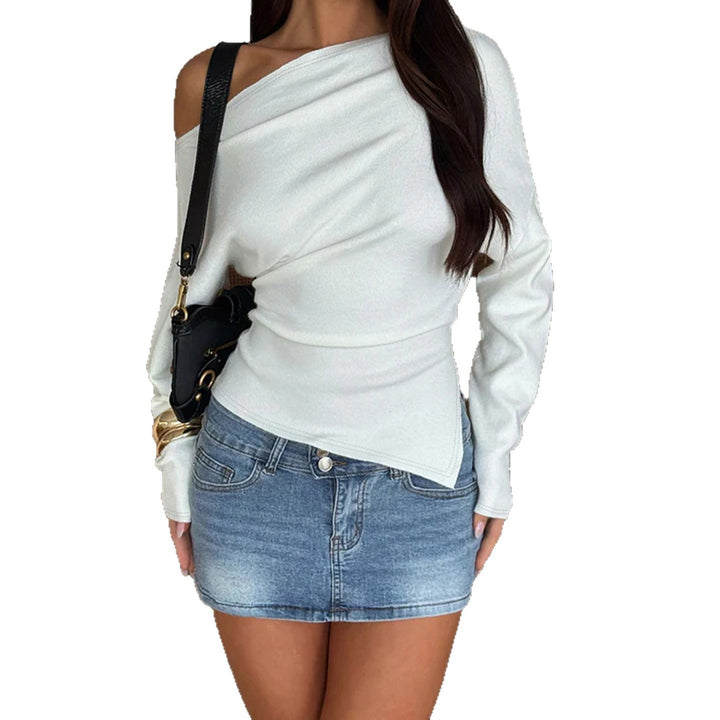 Damen Asymmetrisches One-Shoulder Feinstrick-Top mit taillierter Passform Drune