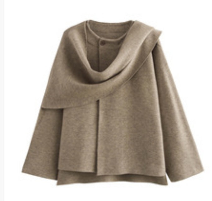 Damen elegant geschnittene Überjacke mit Rollkragen Drune