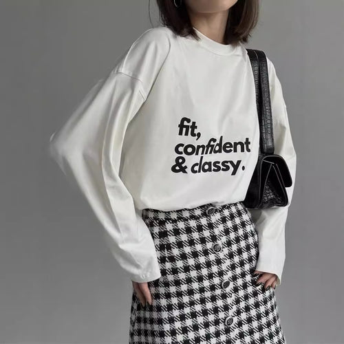 Damen lässiges Longsleeve mit Statement-Druck Drune