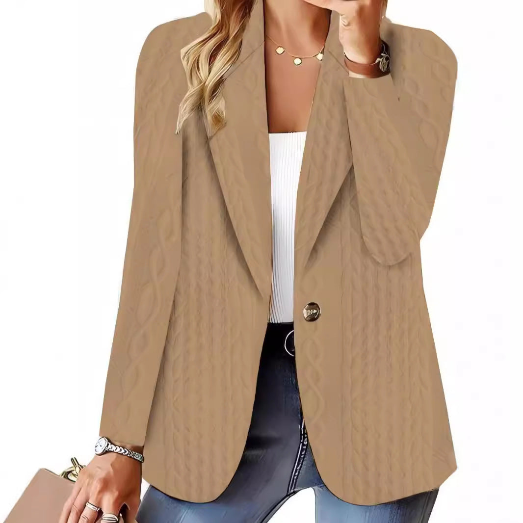Damen Elegante Strickblazerjacke mit Kabelmuster Drune