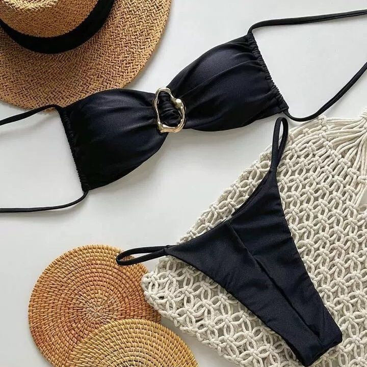 Damen Bikinis mit dekorativem Accessoire Drune