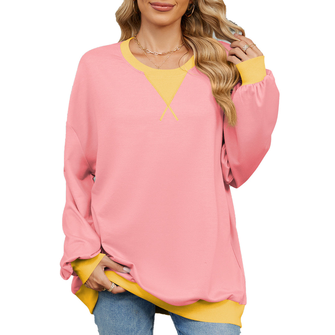 Damen lässiges Oversized Sweatshirt mit modernem V-Ausschnitt und eleganten Ärmelbündchen Drune