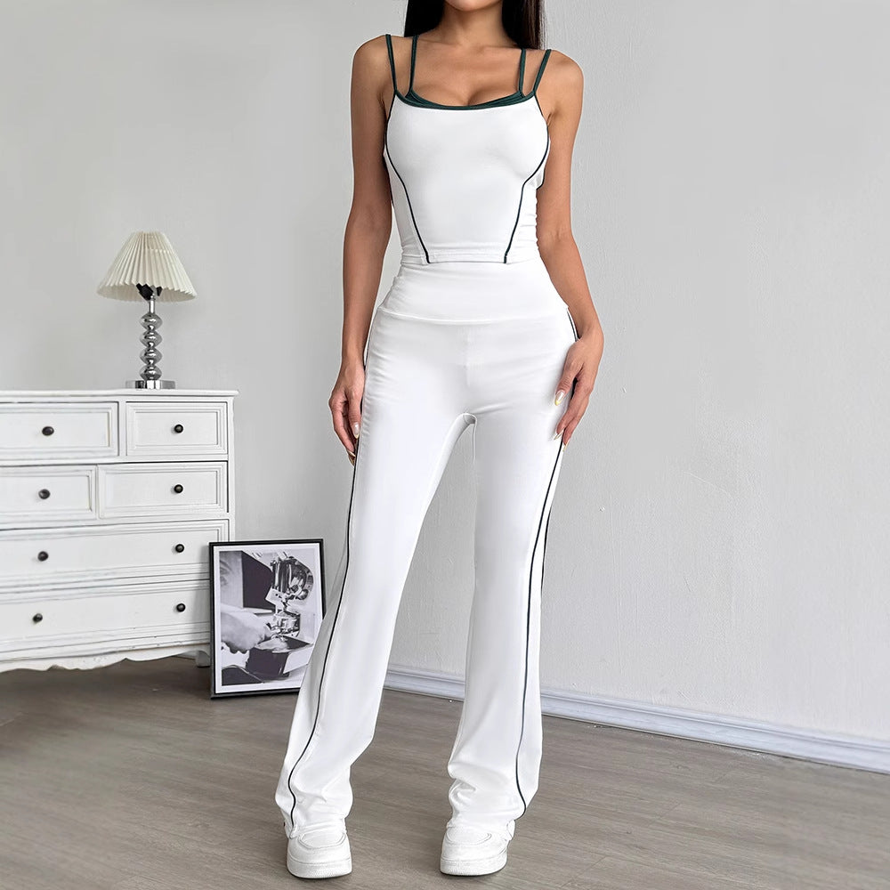 Damen Sportliches Zweiteiliges Set mit modischem Crop-Top und weiten Leggings Drune