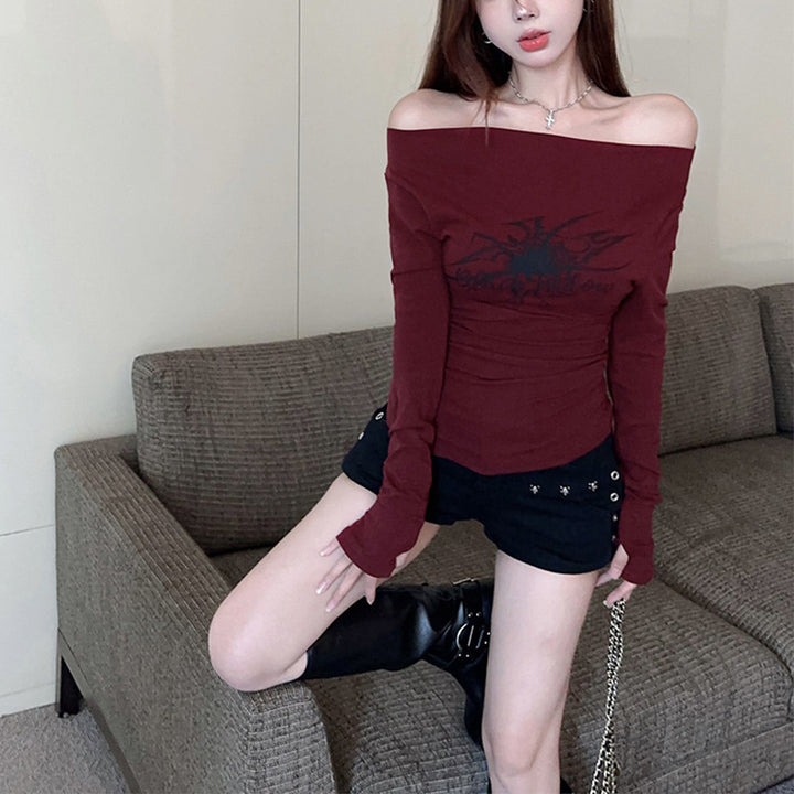 Damen Langarmshirt mit Off-Shoulder-Ausschnitt Drune