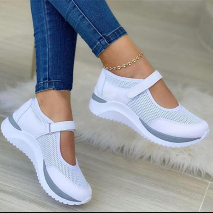 Damen Sportive Mary-Jane-Sneaker mit Klettverschluss und atmungsaktivem Mesh Drune
