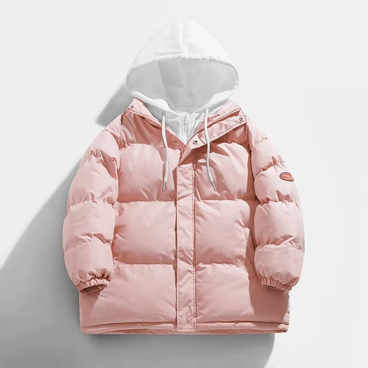 Herren Gepolsterte Winter-Steppjacke mit zweilagiger Kapuze und elastischen Bündchen Drune
