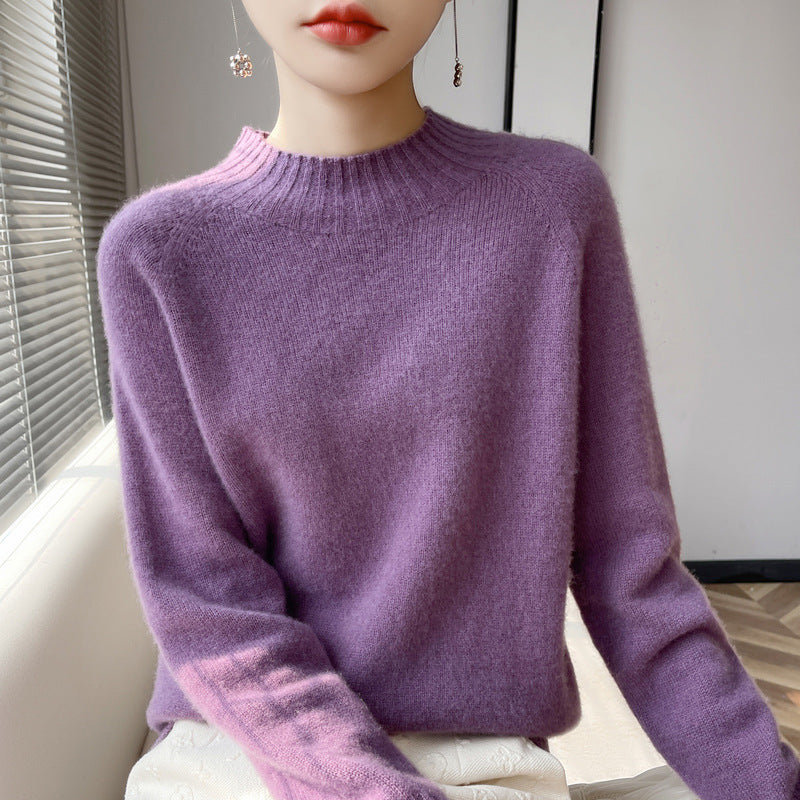 Damen Kurz-Mockneck-Pullover aus flauschigem Mohair-Mix mit kastiger Silhouette Drune