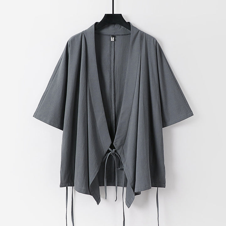 Damen locker fallende Kimono-Jacke mit Bindegürtel Drune