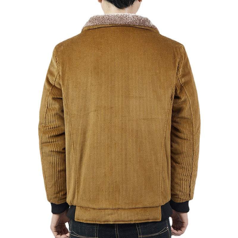Herren Cord-Bomberblouson mit Sherpa-Kragen, Thermo-Futter und Utility-Taschen Drune