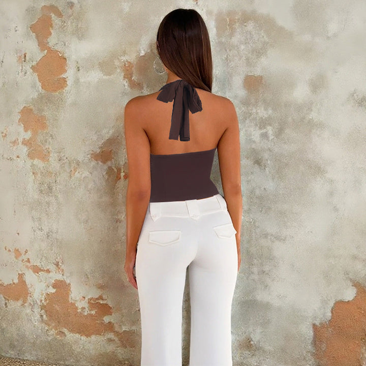 Damen Halter-Crop-Top mit gerafftem Design Drune