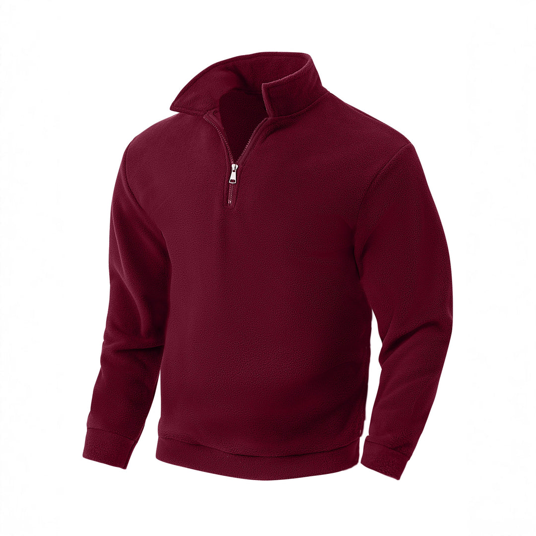 Herren Fleece-Halbzip-Pullover mit Stehkragen, weichem Teddy-Fleece und elastischen Bündchen Drune