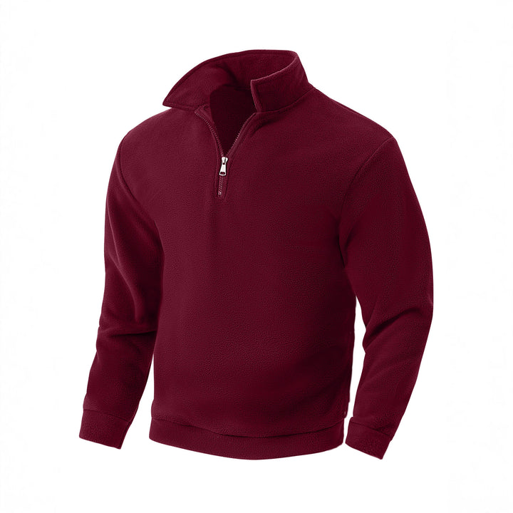 Herren Fleece-Halbzip-Pullover mit Stehkragen, weichem Teddy-Fleece und elastischen Bündchen Drune