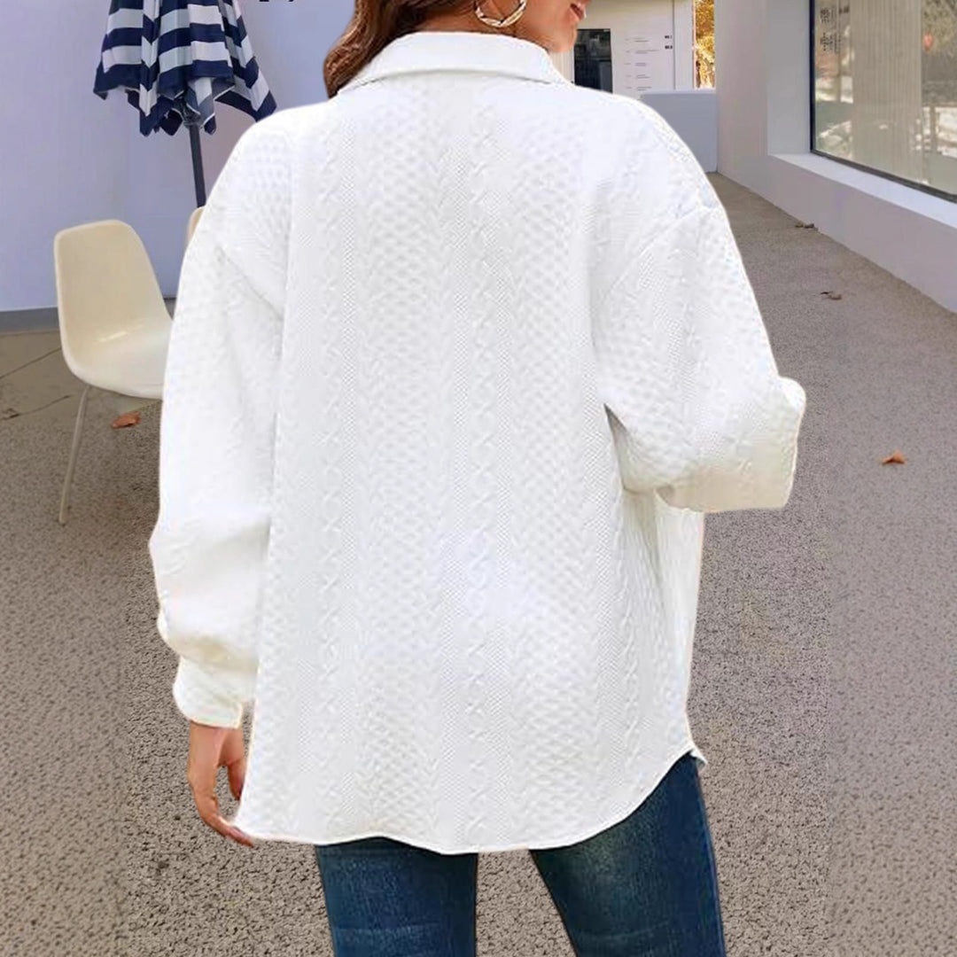 Damen Oversized Strickbluse mit modernem Zopfmuster Drune