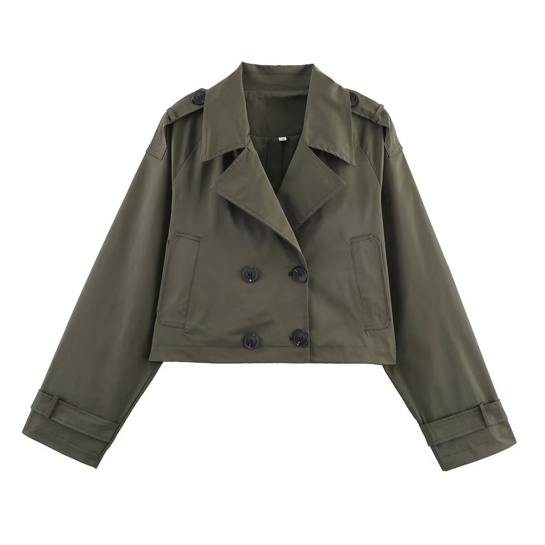 Damen modische cropped Trenchjacke Drune