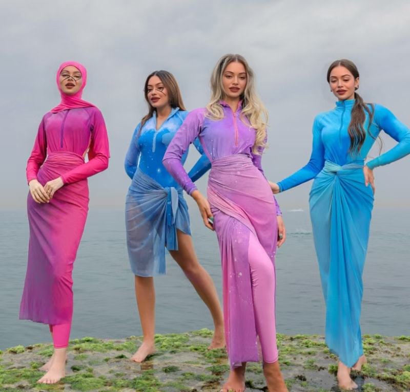Damen Modischer Schwimmanzug mit Hijab Drune