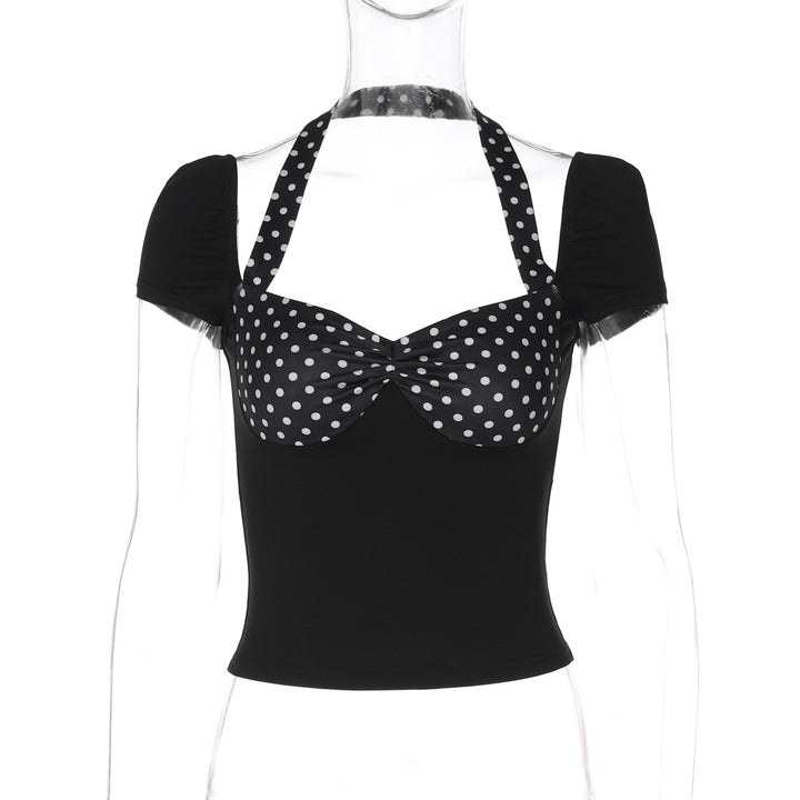 Damen Polka-Dots Top mit Raffungen Drune
