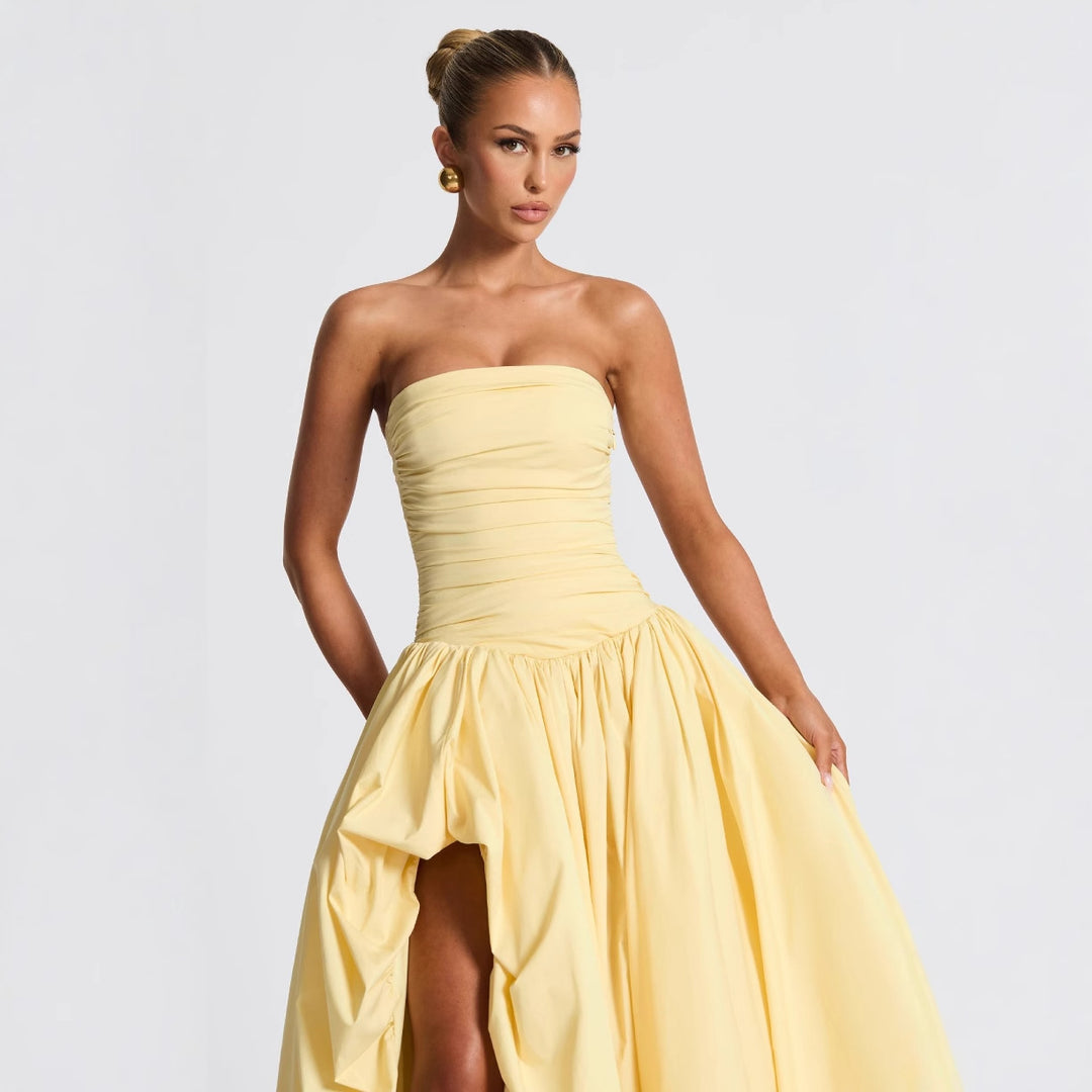 Damen Abendkleid mit figurbetontem Oberteil und asymmetrischem Rock Drune