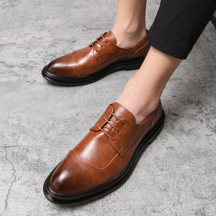 Herren elegante Vollleder Derby-Schnürschuhe mit gepolstertem Komfortfußbett Drune