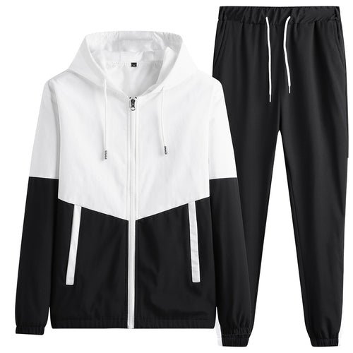 Herren Leichtes Colorblock-Trackset mit Kapuzen‑Windjacke und konischer Jogginghose Drune