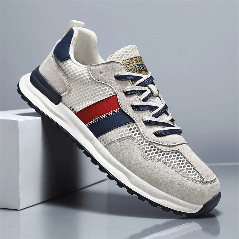 Herren Atmungsaktive Freizeit-Runner mit Mesh-Obermaterial, retro-inspiriertem Streifen-Detail und griffiger Gummilaufsohle Drune