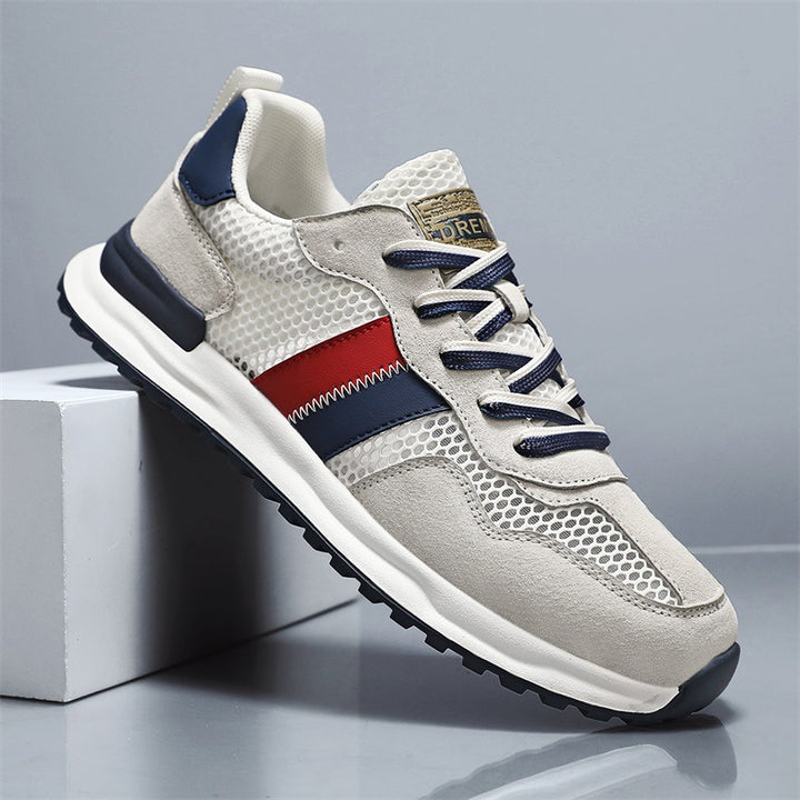 Herren Atmungsaktive Freizeit-Runner mit Mesh-Obermaterial, retro-inspiriertem Streifen-Detail und griffiger Gummilaufsohle Drune