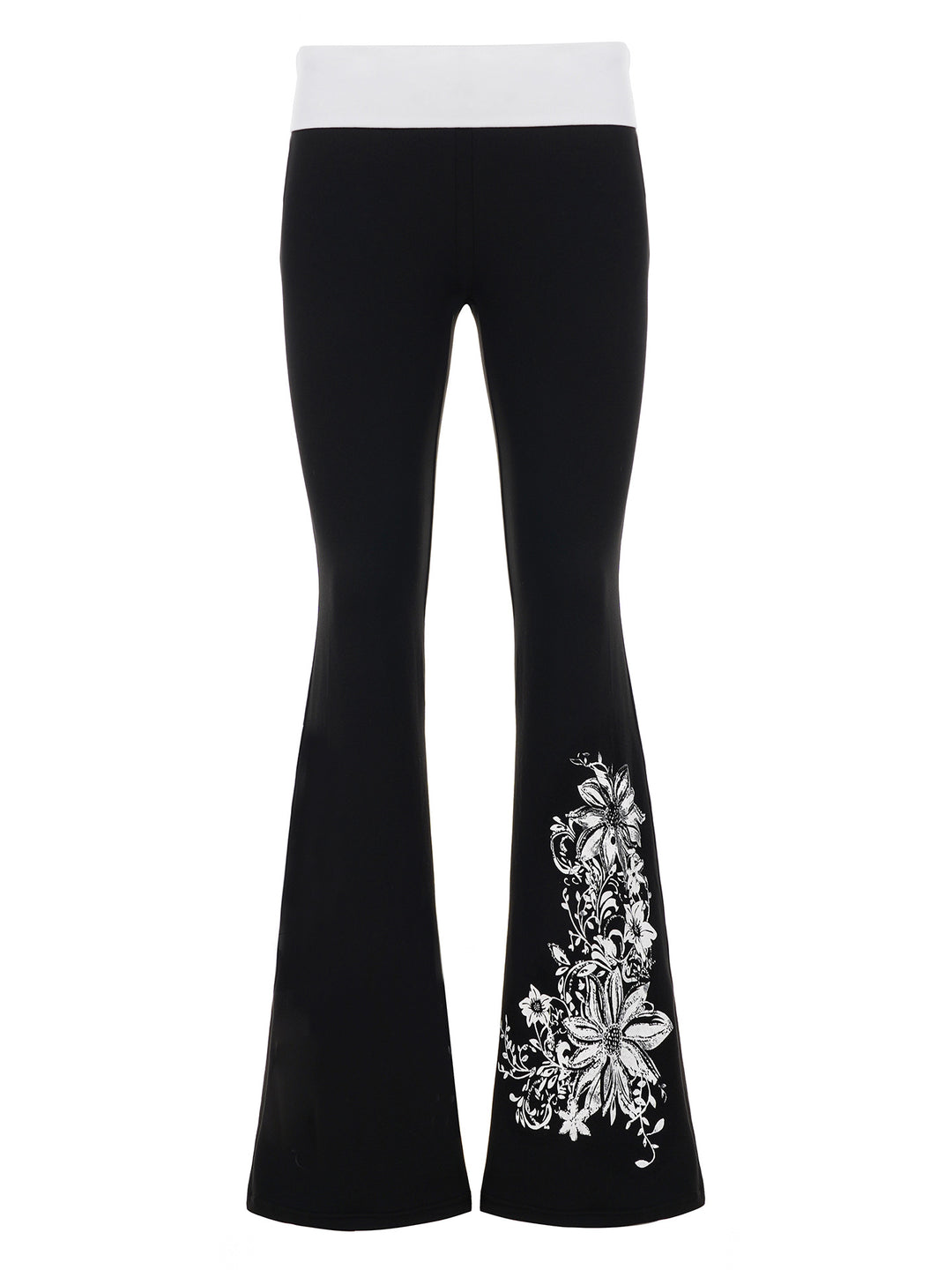 Damen Flared Leggings mit Blumenmuster Drune