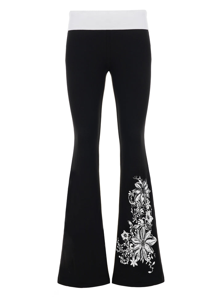 Damen Flared Leggings mit Blumenmuster Drune
