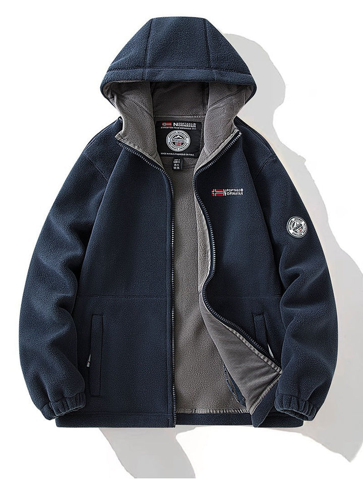 Unisex Kapuzen-Fleecejacke mit wärmender Microfleece-Innenlage, durchgehendem Reißverschluss und elastischen Bündchen Drune