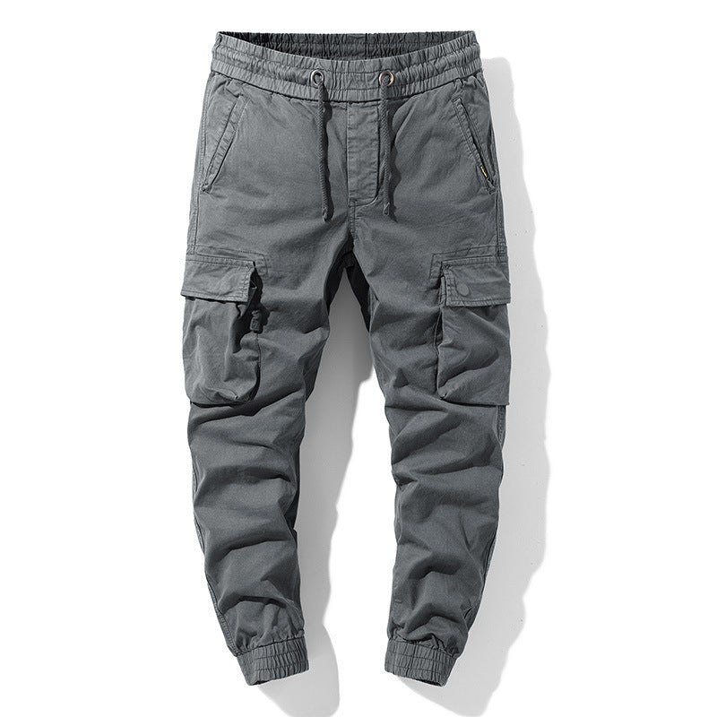 Herren Stretch-Canvas Cargo-Jogger mit elastischem Bund, Multifach-Taschen und Kordelzug Drune